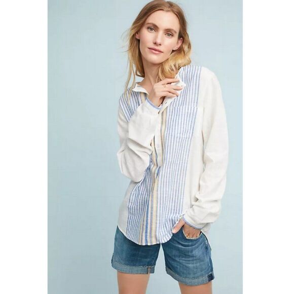 AISH x Anthropologie 'Plaza' Striped Tunic Blouse - Picture 1 of 14